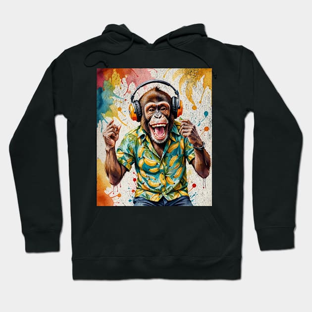 Funky Monkey Aloha: Tropical Groove Hoodie by CoffeeBrainNW